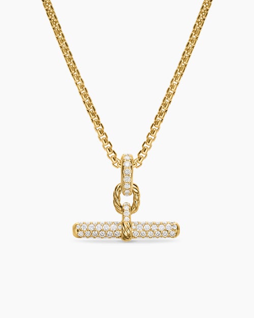 Womens DY Madison® Toggle Pendant in 18ct Yellow Gold with Diamonds, 20.2mm