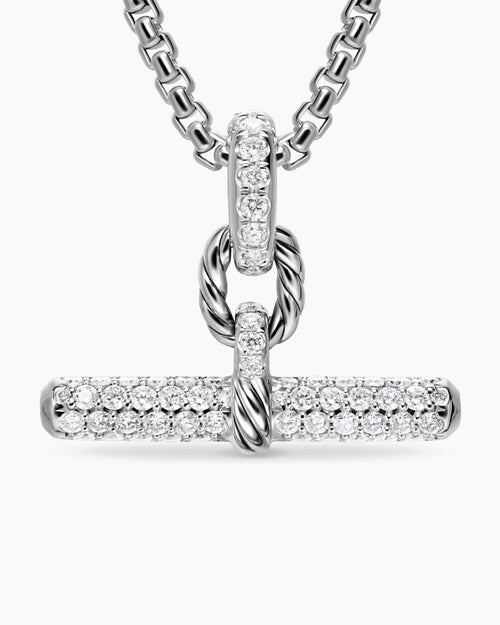 Pendentif à fermoir en T DY Madison® en argent massif avec diamants, 20,2 mm femme