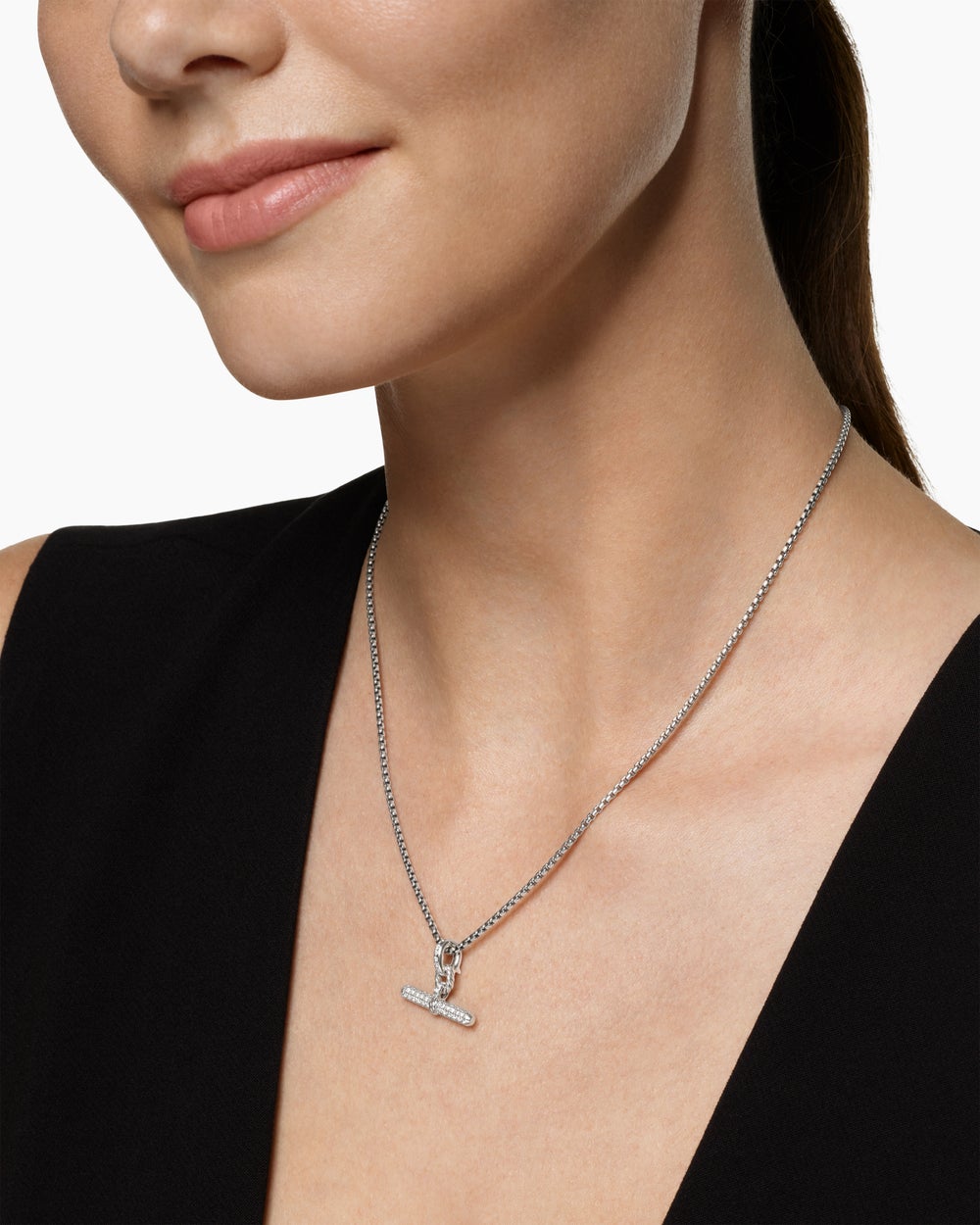 Pendentif à fermoir en T DY Madison® en argent sterling avec diamants, 20,2 mm femmes