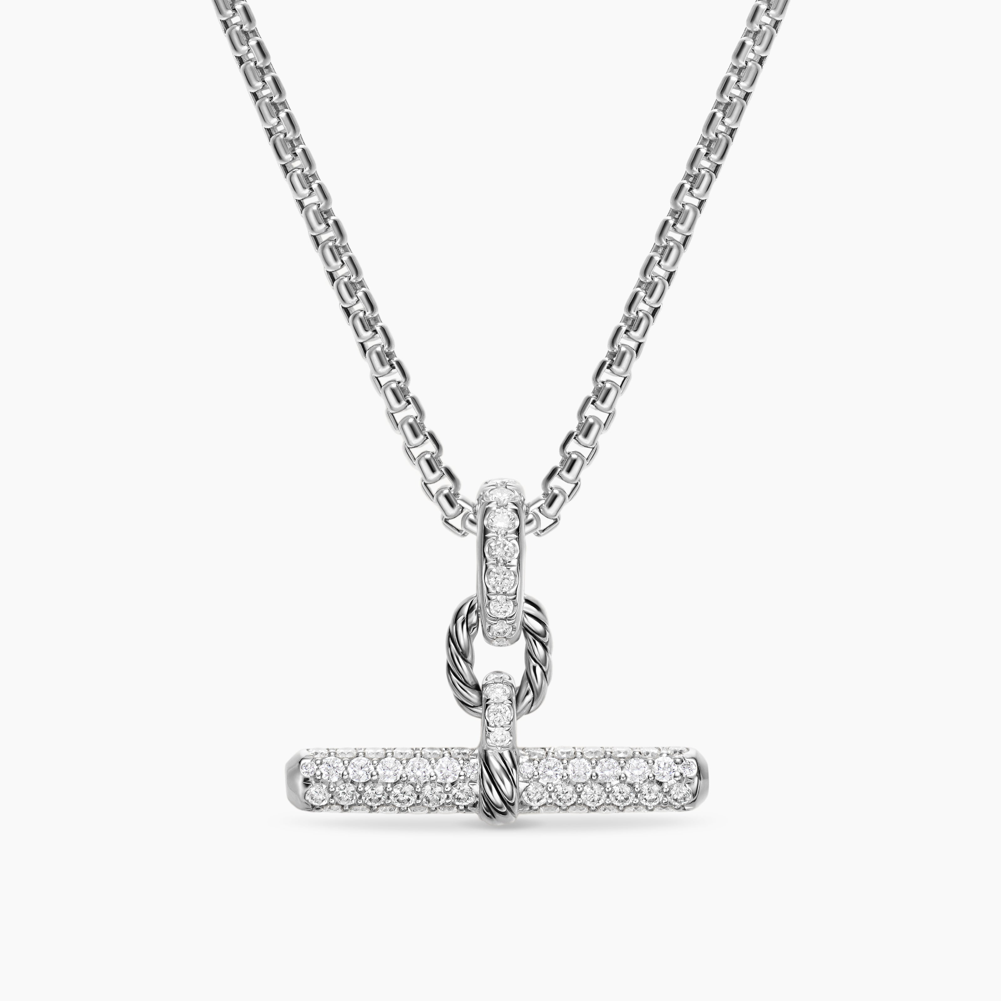 Womens DY Madison&reg; Toggle Pendant in Sterling Silver with Diamonds, 20.2mm