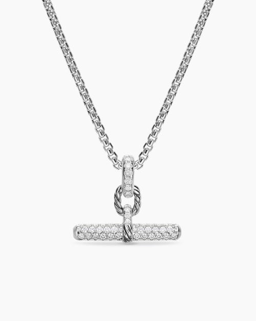 Pendentif à fermoir en T DY Madison® en argent massif avec diamants, 20,2 mm femme