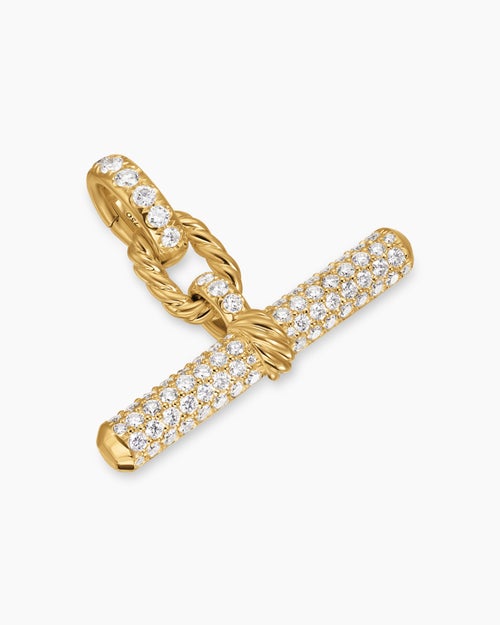 Womens DY Madison® Toggle Pendant in 18ct Yellow Gold with Diamonds, 29mm