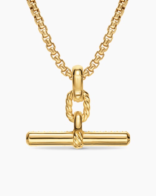 Womens DY Madison® Toggle Pendant in 18ct Yellow Gold with Diamonds, 29mm