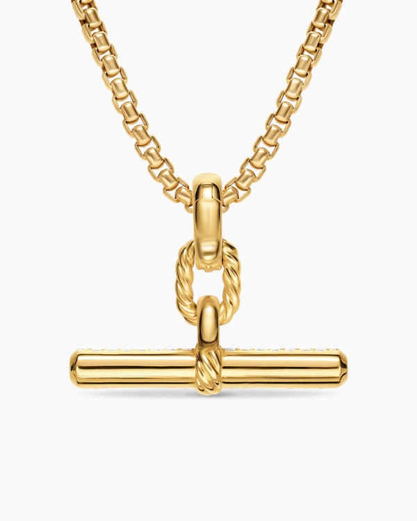 DY Madison® Toggle Pendant in 18K Yellow Gold with Diamonds, 29mm