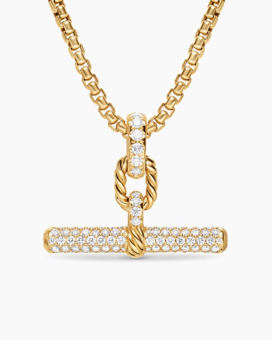 Collier pendentif à fermoir en T DY Madison® en or jaune 18 carats avec diamants, 29 mm