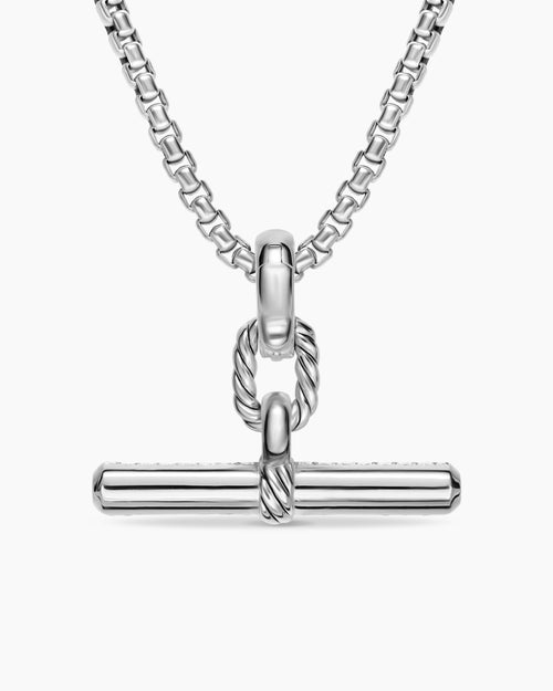 Womens DY Madison® Toggle Pendant in Sterling Silver with Diamonds, 29mm