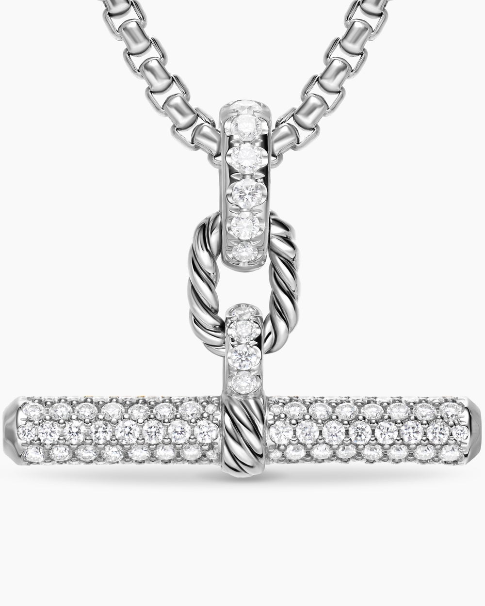 Pendentif à fermoir en T DY Madison® en argent sterling avec diamants, 29 mm femmes