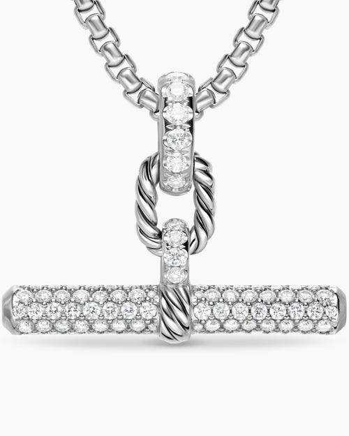 Pendentif à fermoir en T DY Madison® en argent massif et diamants, 29 mm femme