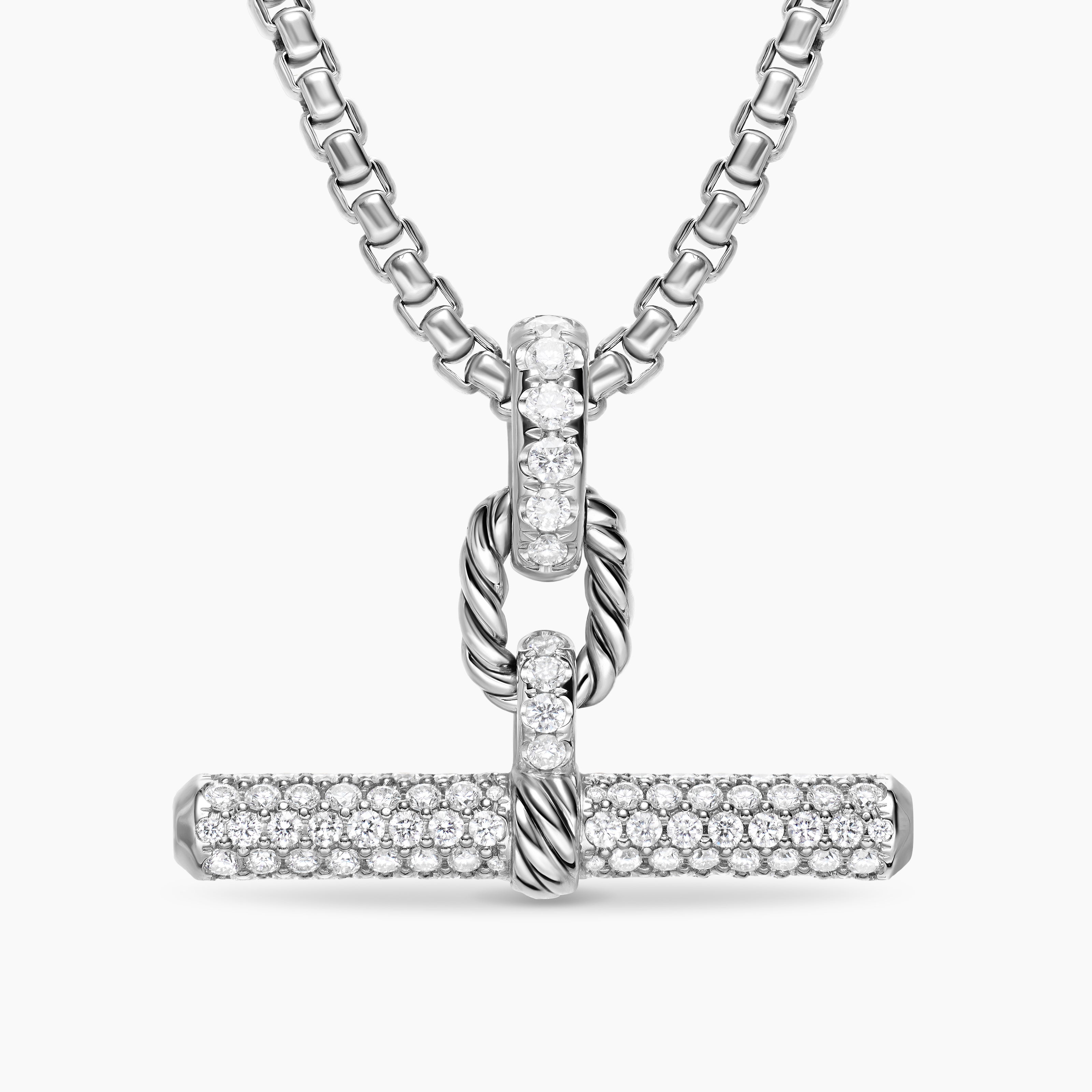 Pendentif &agrave; fermoir en T DY Madison&reg; en argent sterling avec diamants, 29 mm femmes 