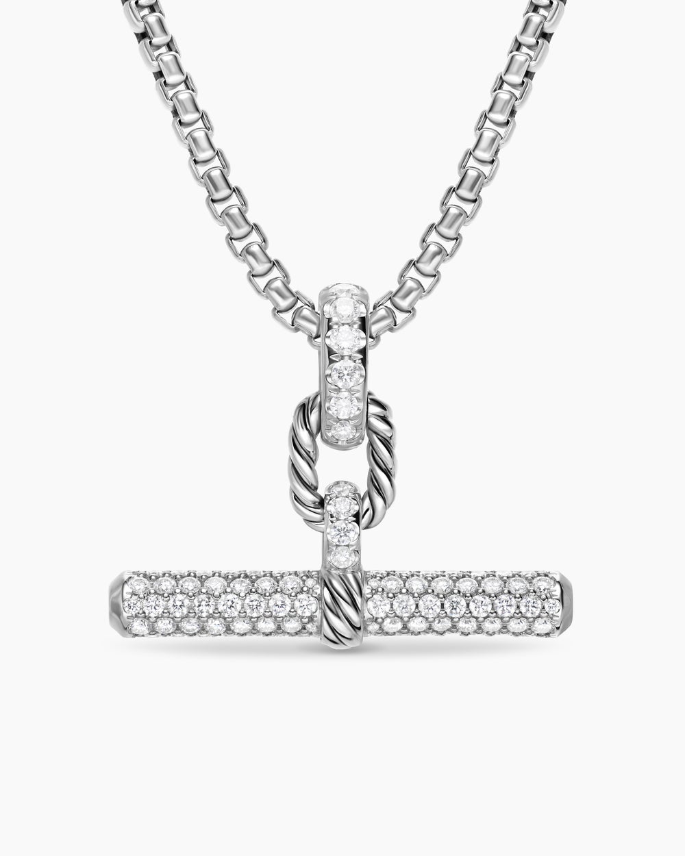 Pendentif à fermoir en T DY Madison® en argent sterling avec diamants, 29 mm femmes