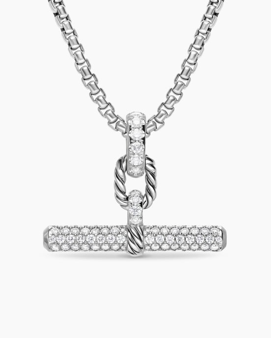 DY Madison® Toggle Pendant in Sterling Silver with Diamonds, 29mm