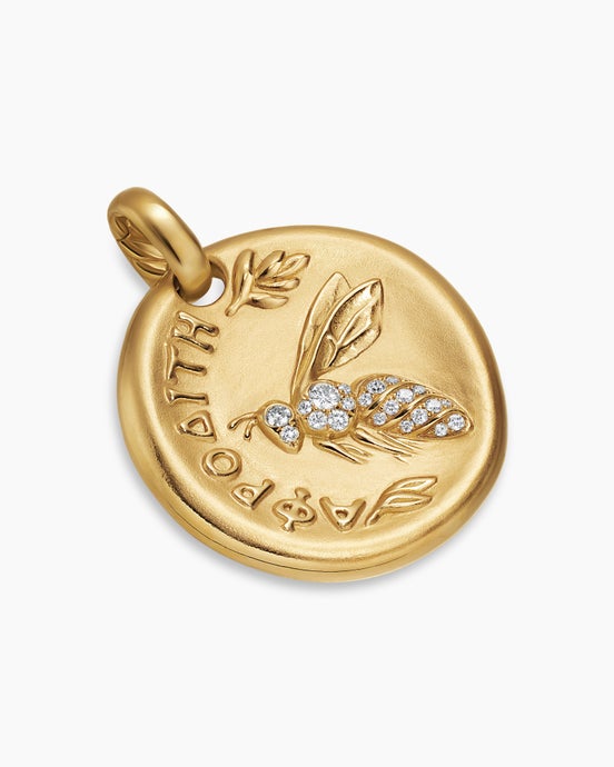 Aphrodite Medallion Amulet in 18K Yellow Gold with Diamonds, 28.3mm