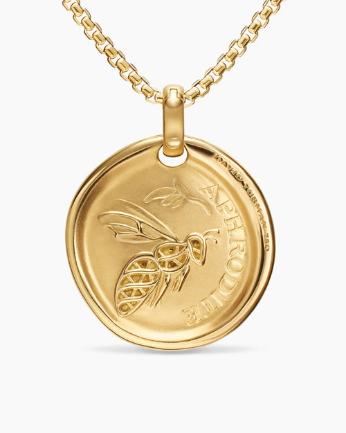 Womens Aphrodite Medallion Amulet in 18ct Yellow Gold with Diamonds, 28.3mm