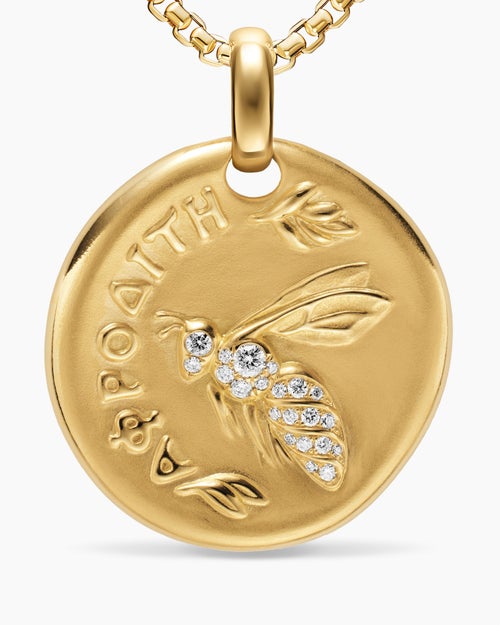 Womens Aphrodite Medallion Amulet in 18ct Yellow Gold with Diamonds, 28.3mm