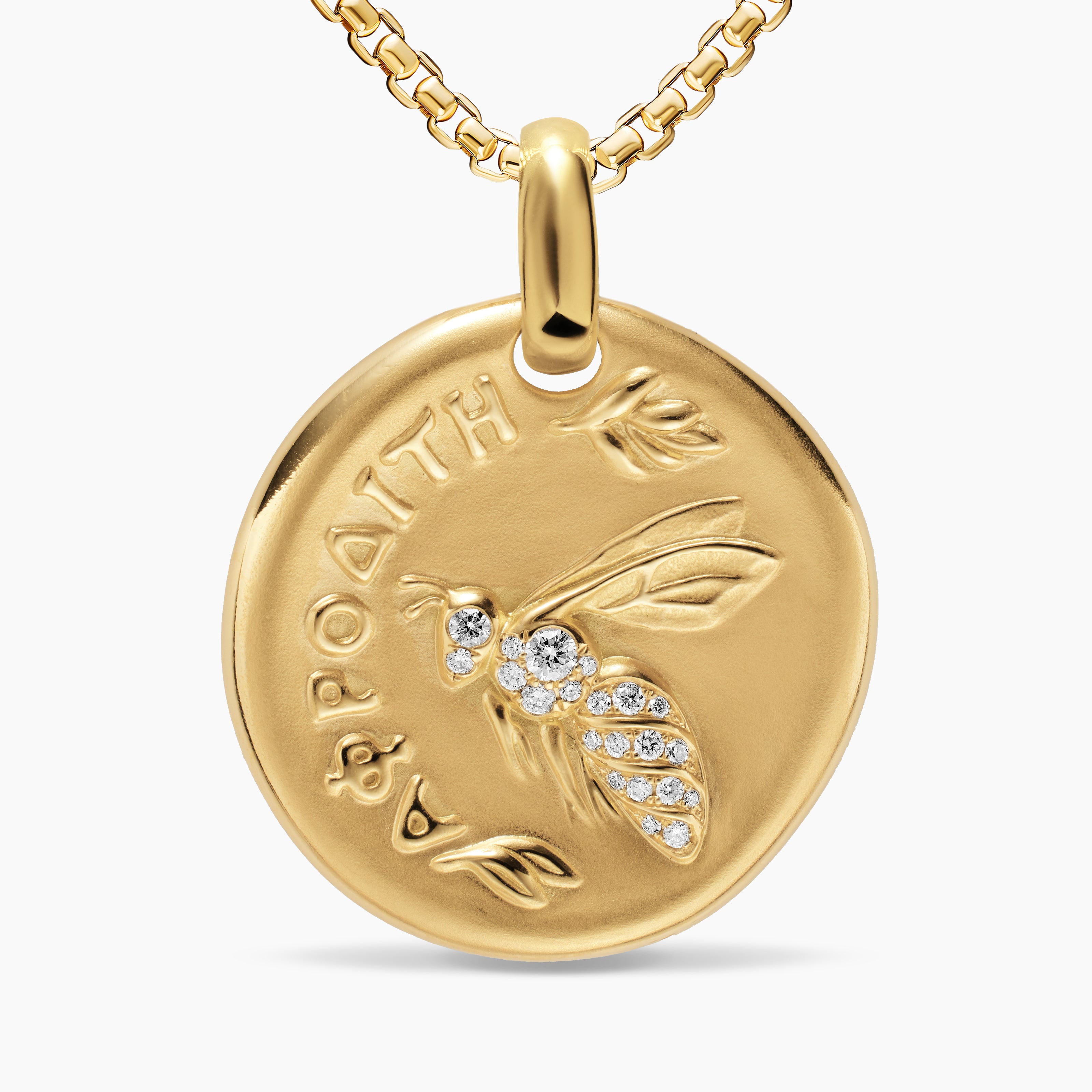 Womens Aphrodite Medallion Amulet in 18K Yellow Gold with Diamonds, 28.3mm