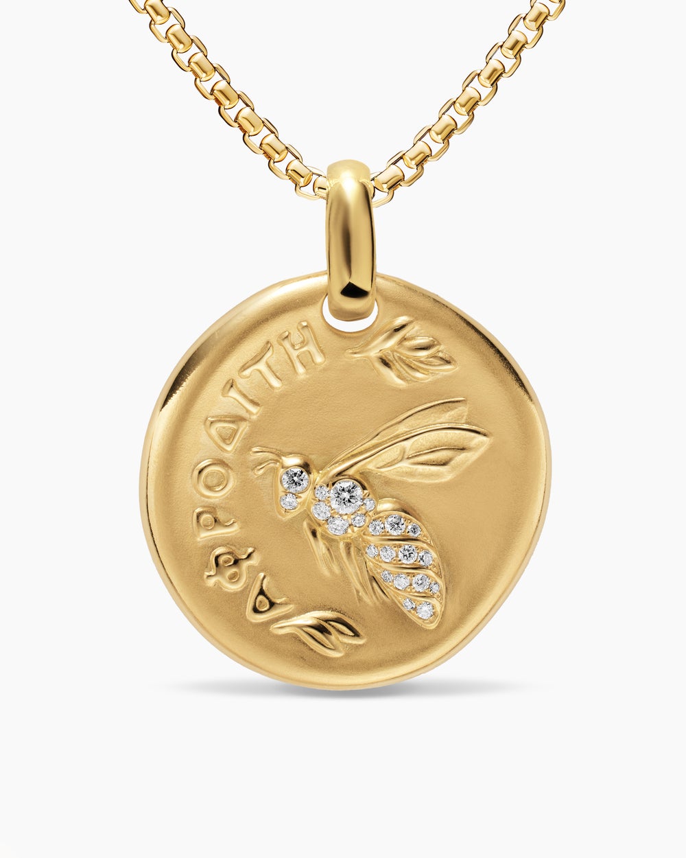 Womens Aphrodite Medallion Amulet in 18K Yellow Gold with Diamonds, 28.3mm