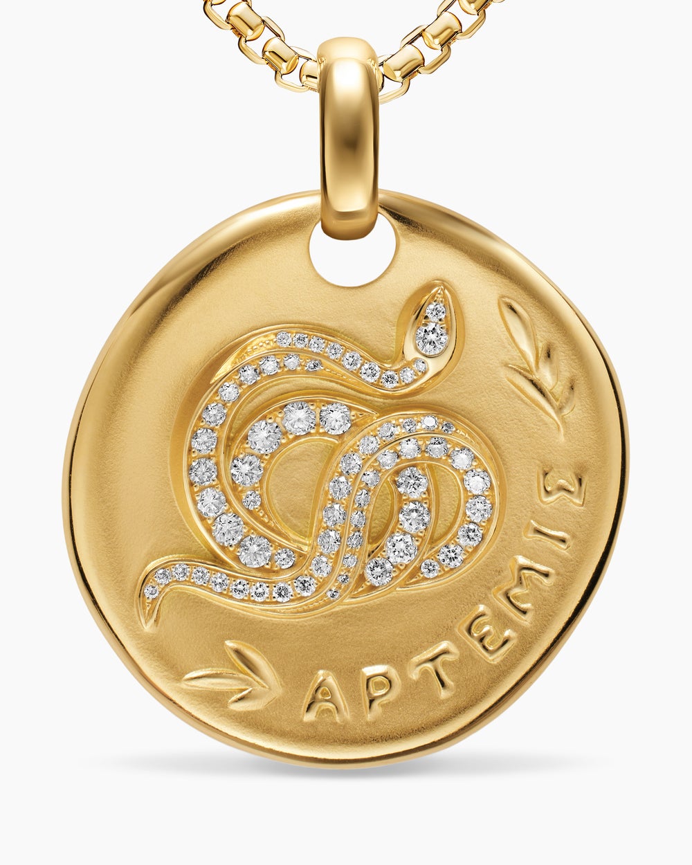 Amulette médaillon Artémis en or jaune 18 carats et diamants, 28,3 mm femmes