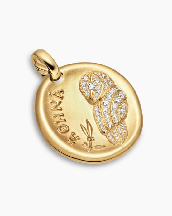 Athena Medallion Amulet in 18K Yellow Gold with Diamonds, 28.3mm