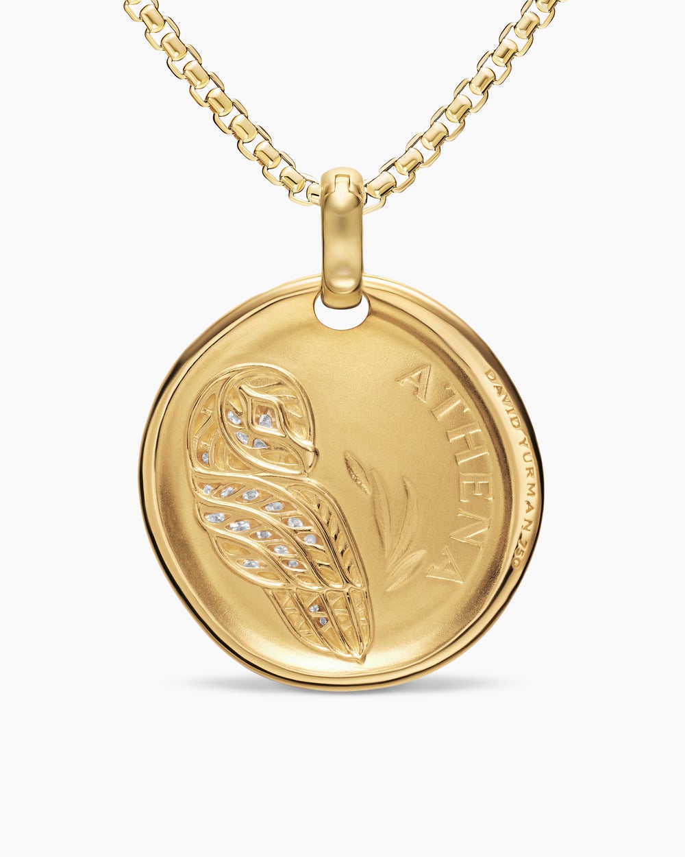 Amulette médaillon Athéna en or jaune 18 carats et diamants, 28,3 mm femmes