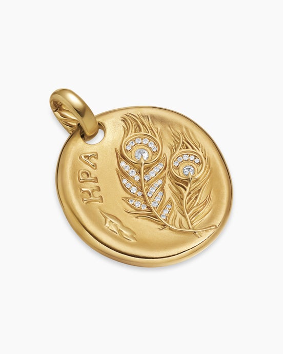 Hera Medallion Amulet in 18K Yellow Gold with Diamonds, 28.3mm