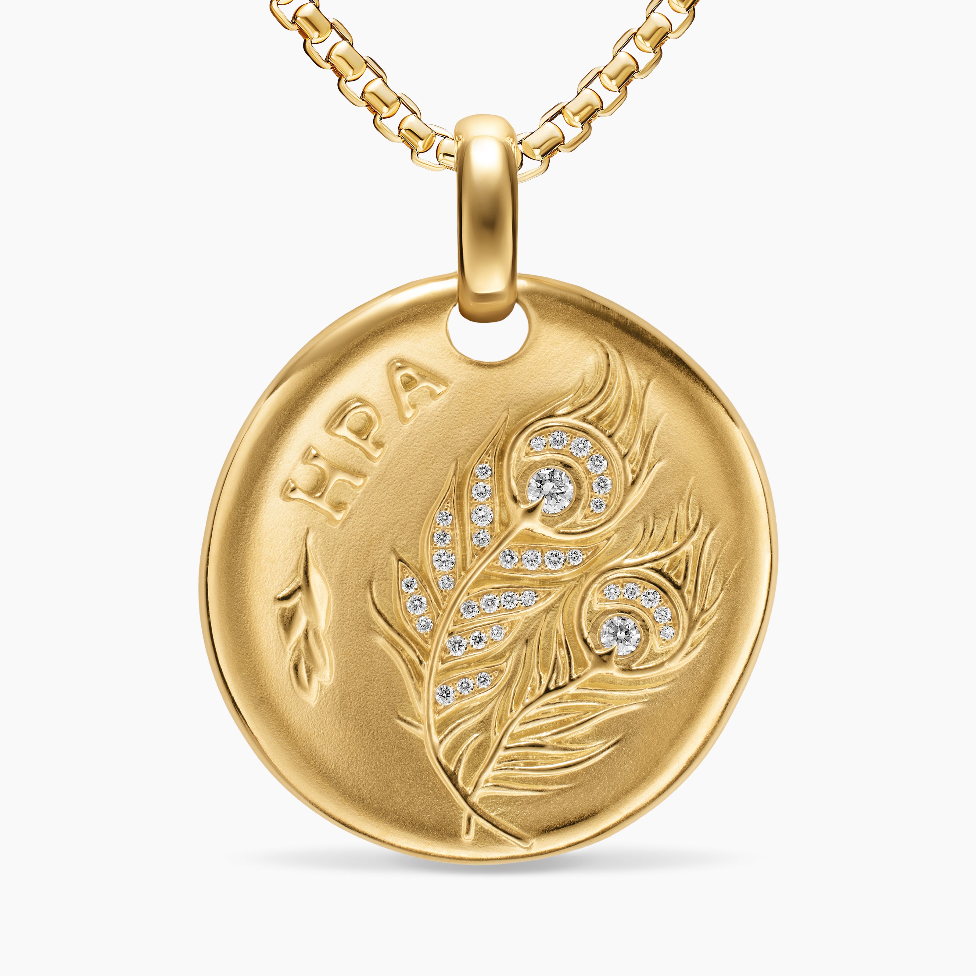 Womens Hera Medallion Amulet in 18K Yellow Gold with Diamonds, 28.3mm
