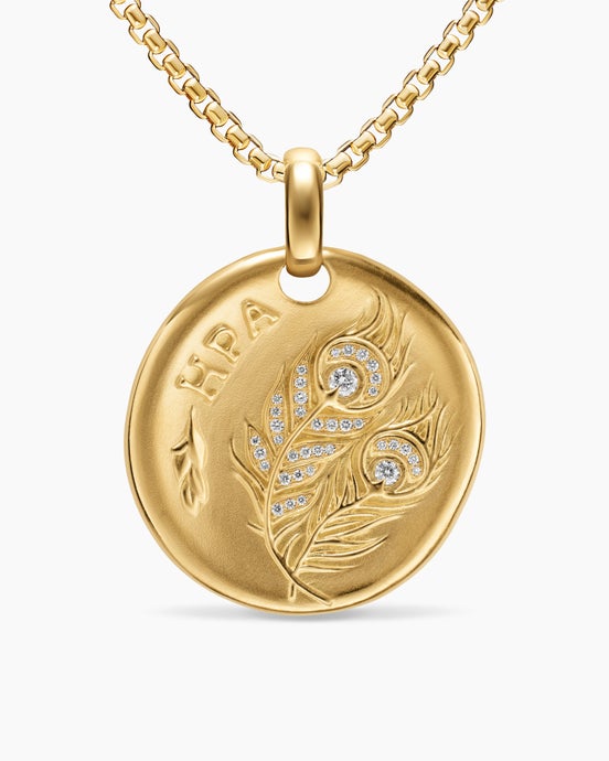 Hera Medallion Amulet in 18K Yellow Gold with Diamonds, 28.3mm