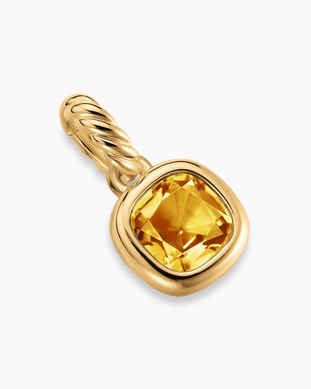 Mini amulette taille coussin en or jaune 18 carats avec citrine, 5,5 mm femmes