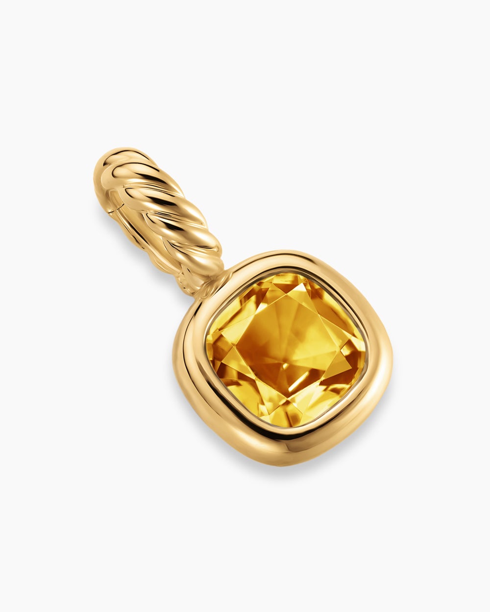 Mini amulette taille coussin en or jaune 18 carats avec citrine, 5,5 mm femmes