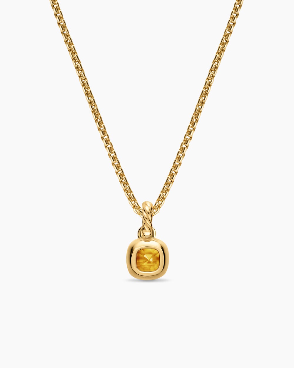 Mini amulette taille coussin en or jaune 18 carats avec citrine, 5,5 mm femmes