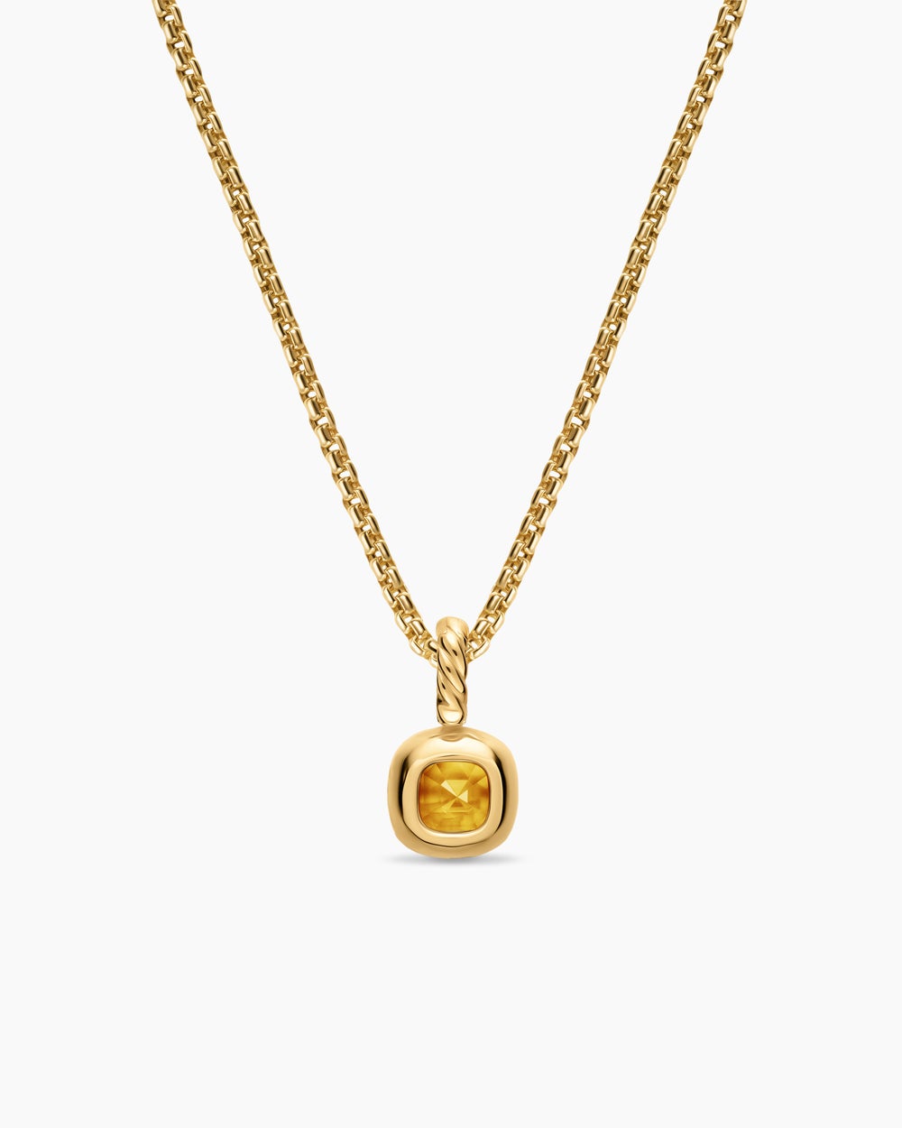 Mini amulette taille coussin en or jaune 18 carats avec citrine, 5,5 mm femmes