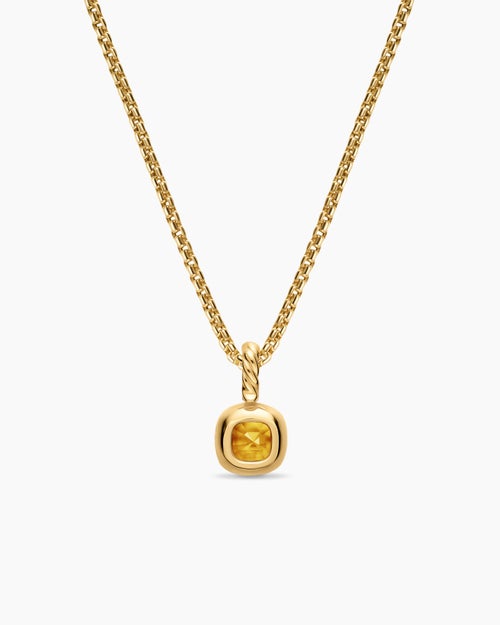 Womens Mini Cushion Cut Amulet in 18K Yellow Gold with Citrine, 5.5mm