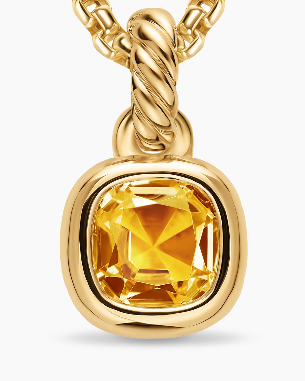 Mini amulette taille coussin en or jaune 18 carats avec citrine, 5,5 mm femmes