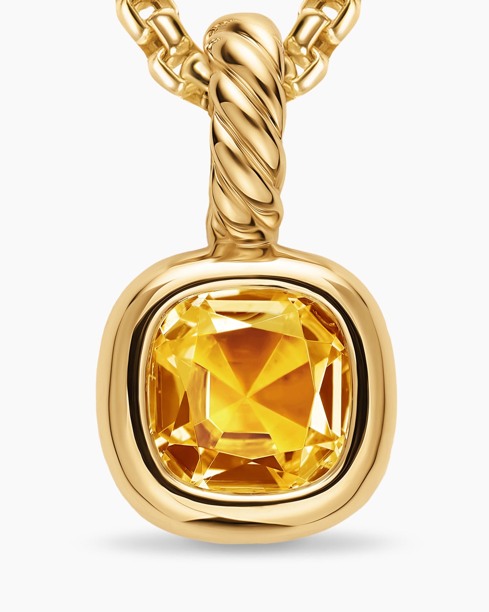Mini amulette taille coussin en or jaune 18 carats avec citrine, 5,5 mm femmes