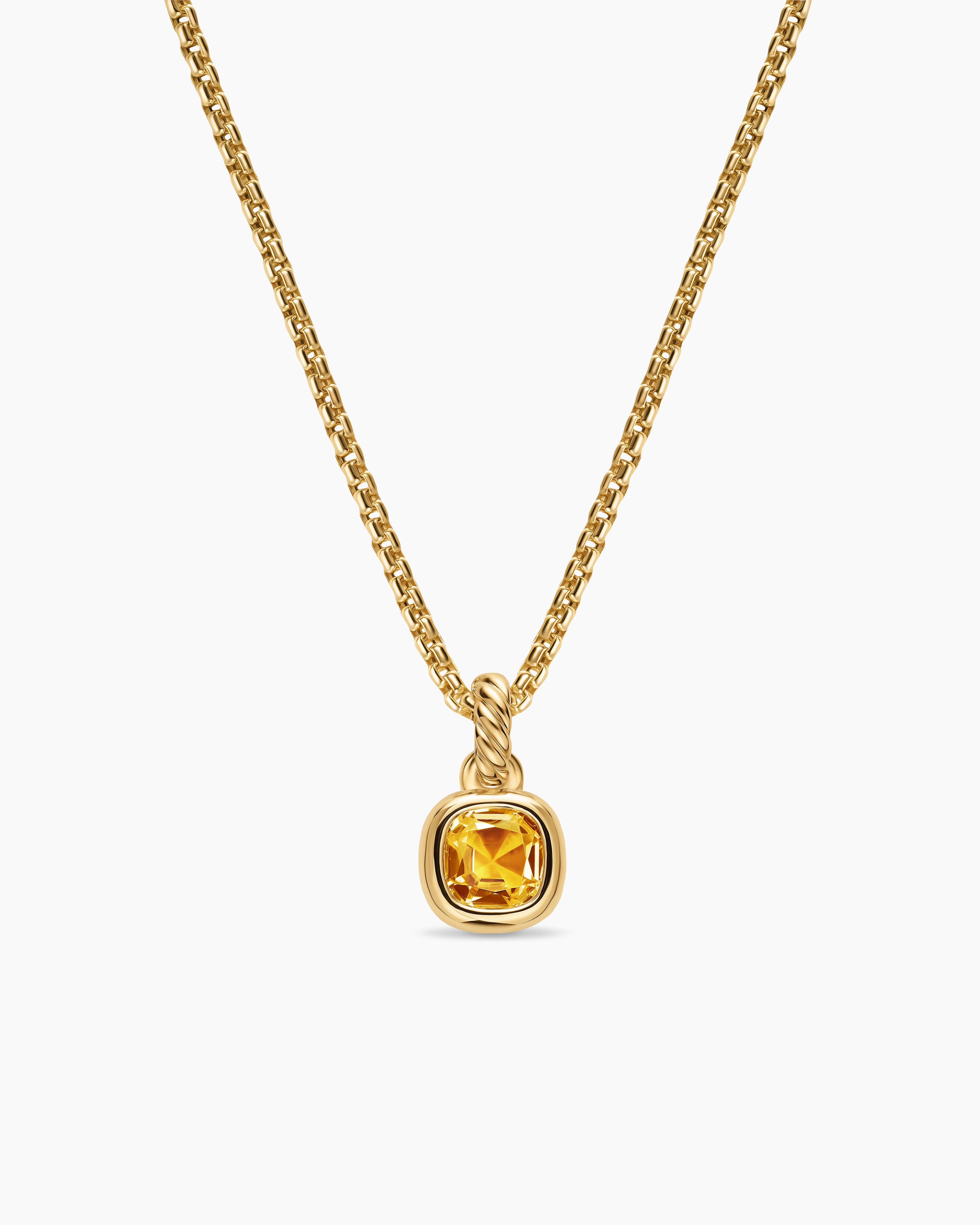 Mini amulette taille coussin en or jaune 18 carats avec citrine, 5,5 mm femmes 