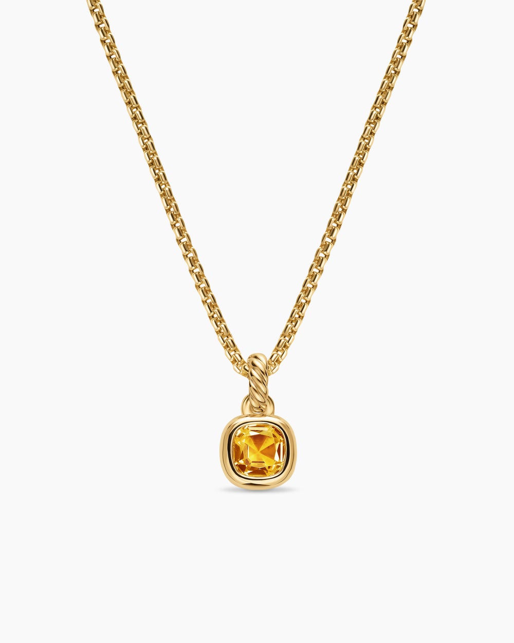 Mini amulette taille coussin en or jaune 18 carats avec citrine, 5,5 mm femmes