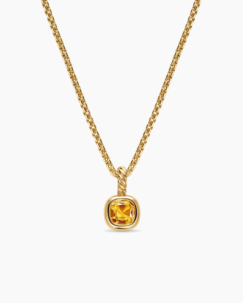 Mini amulette taille coussin en or jaune 18 carats avec citrine, 5,5 mm femmes
