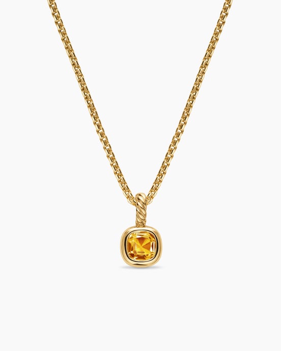 Mini Cushion Cut Amulet in 18K Yellow Gold with Citrine, 5.5mm