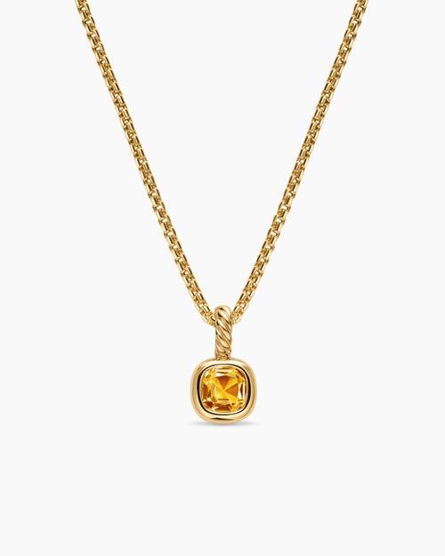 Womens Mini Cushion Cut Amulet in 18K Yellow Gold with Citrine, 5.5mm