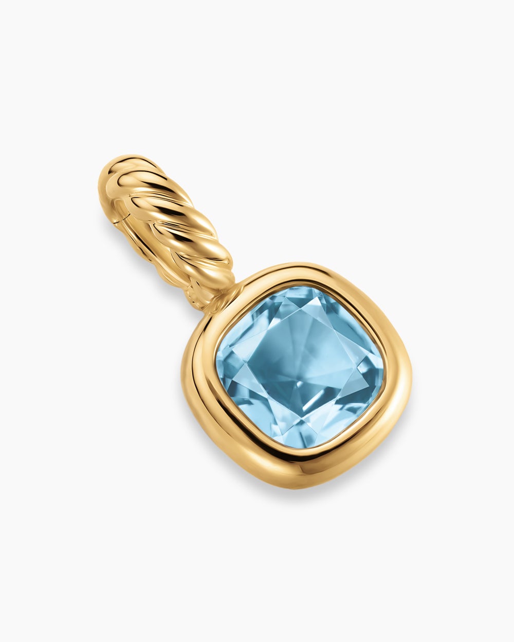 Mini amulette taille coussin en or jaune 18 carats avec topaze bleu ciel, 5,5 mm femmes