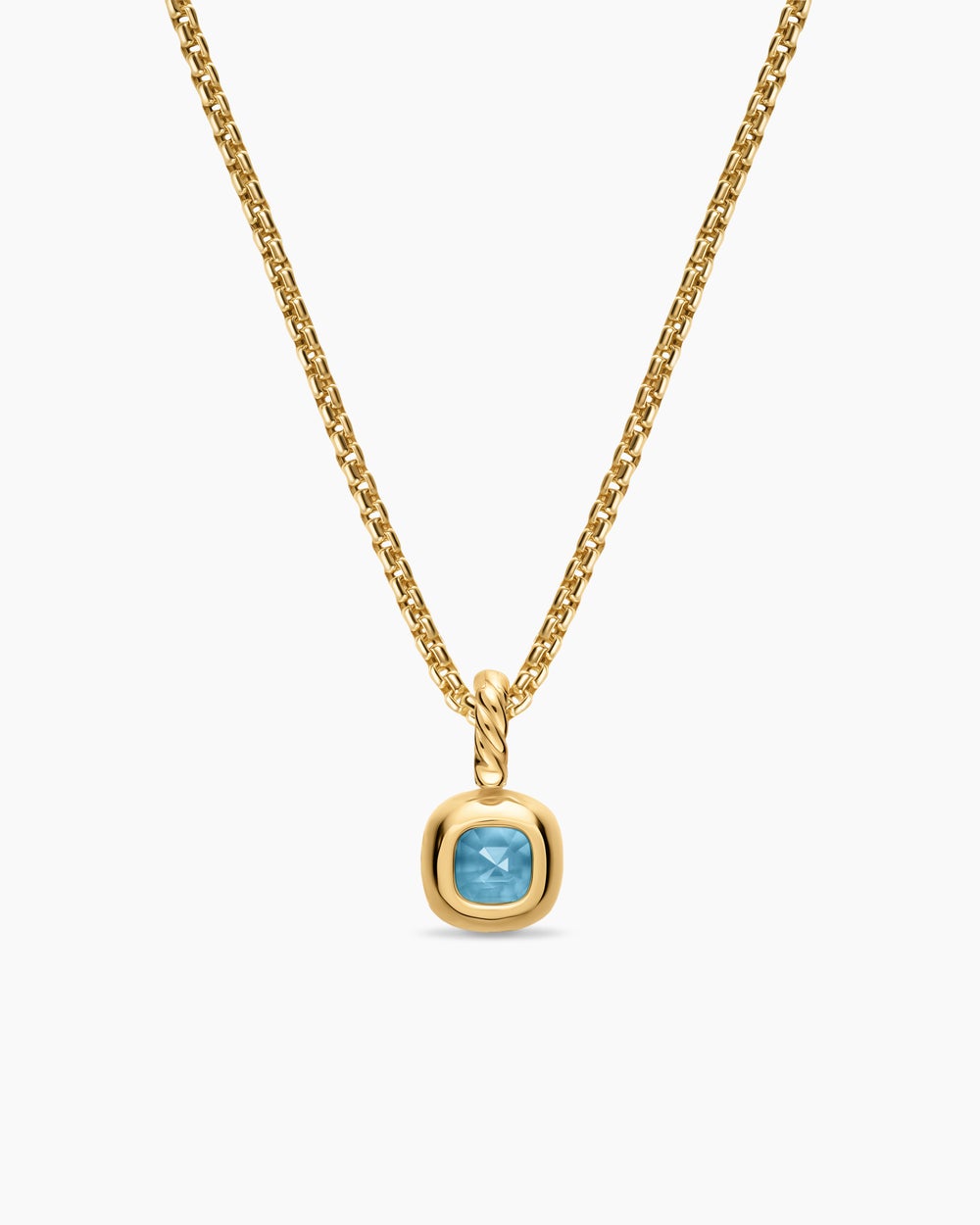 Mini amulette taille coussin en or jaune 18 carats avec topaze bleu ciel, 5,5 mm femmes