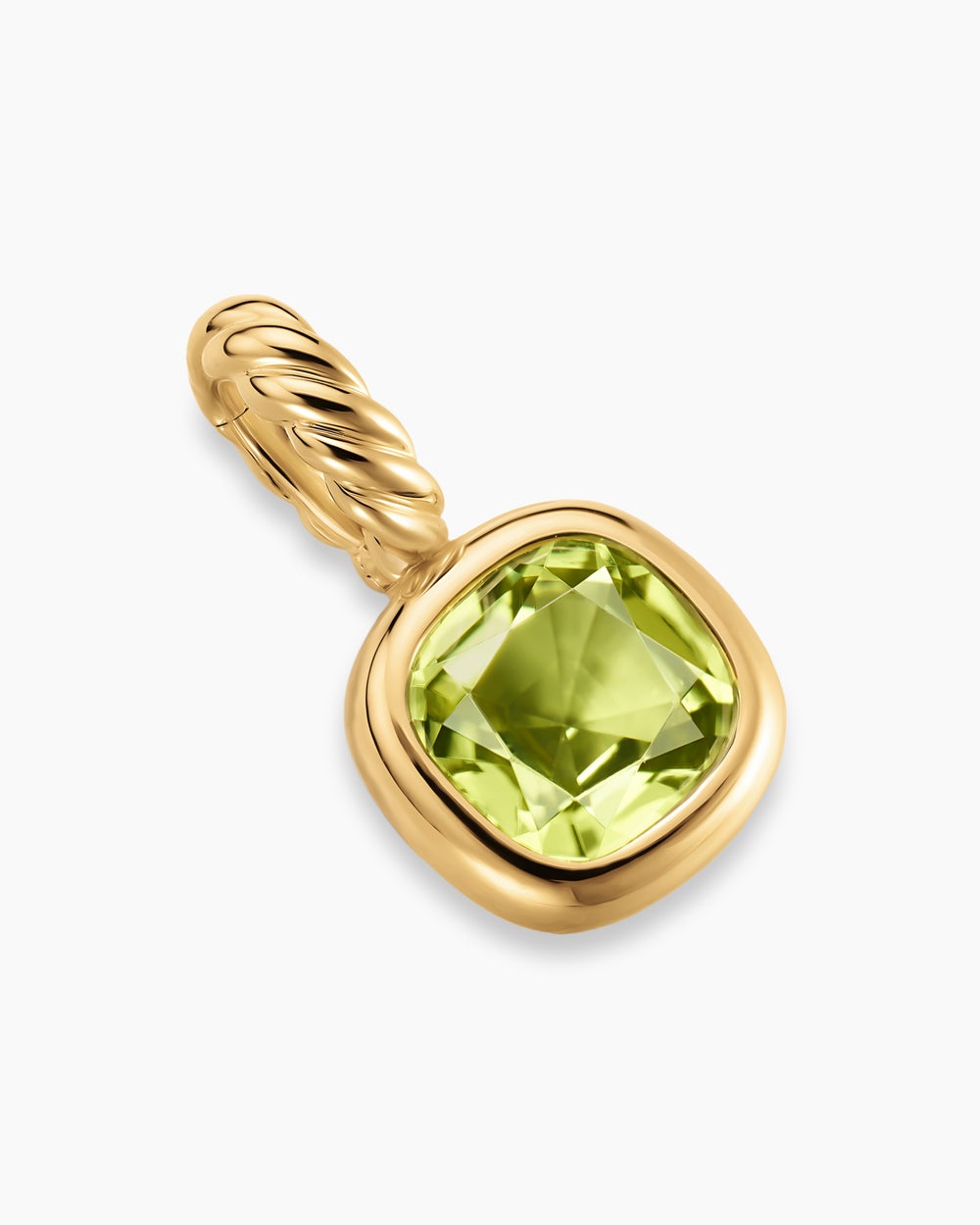 Mini amulette taille coussin en or jaune 18 carats avec péridot, 5,5 mm femmes