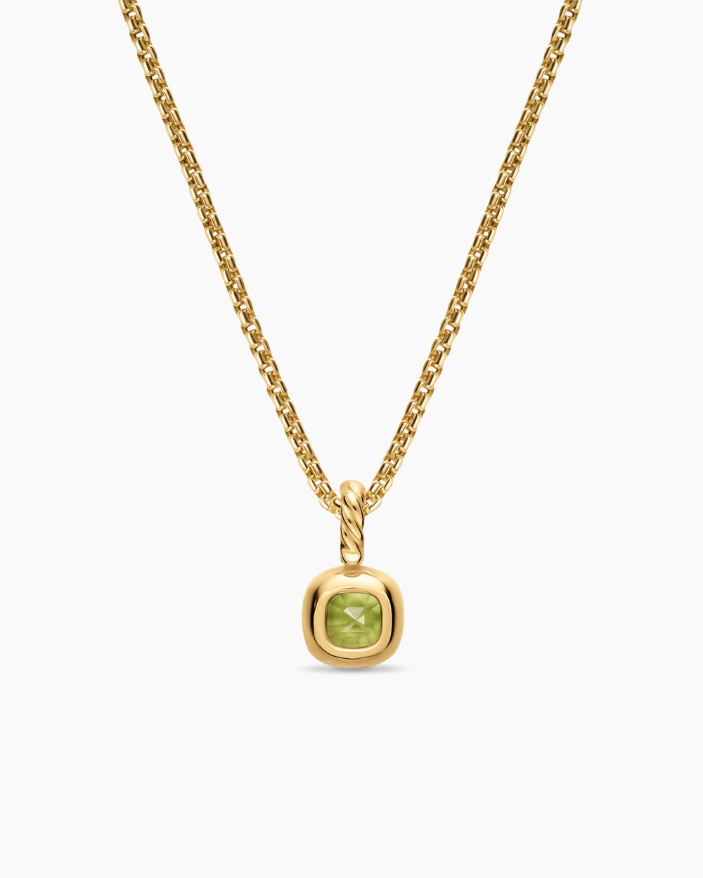 Mini amulette taille coussin en or jaune 18 carats avec péridot, 5,5 mm femmes