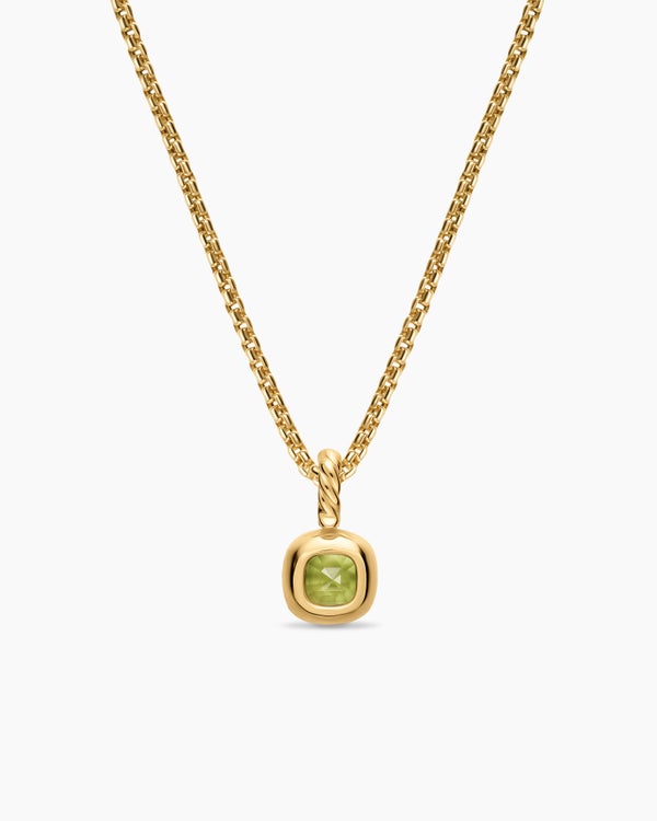 Mini Cushion Cut Amulet in 18K Yellow Gold with Peridot, 5.5mm