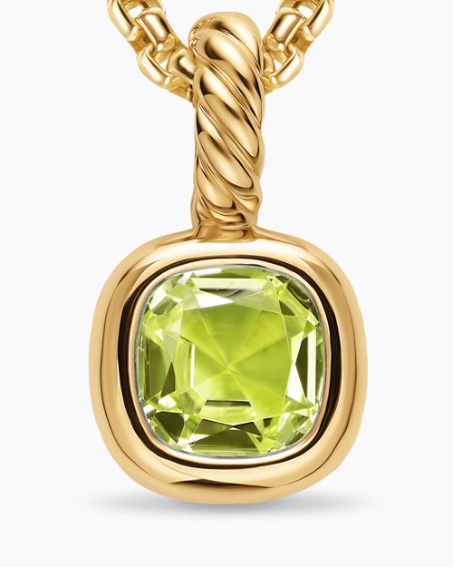 Womens Mini Cushion Cut Amulet in 18K Yellow Gold with Peridot, 5.5mm