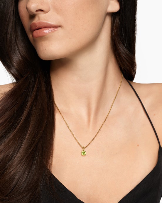 Mini Cushion Cut Amulet in 18K Yellow Gold with Peridot, 5.5mm