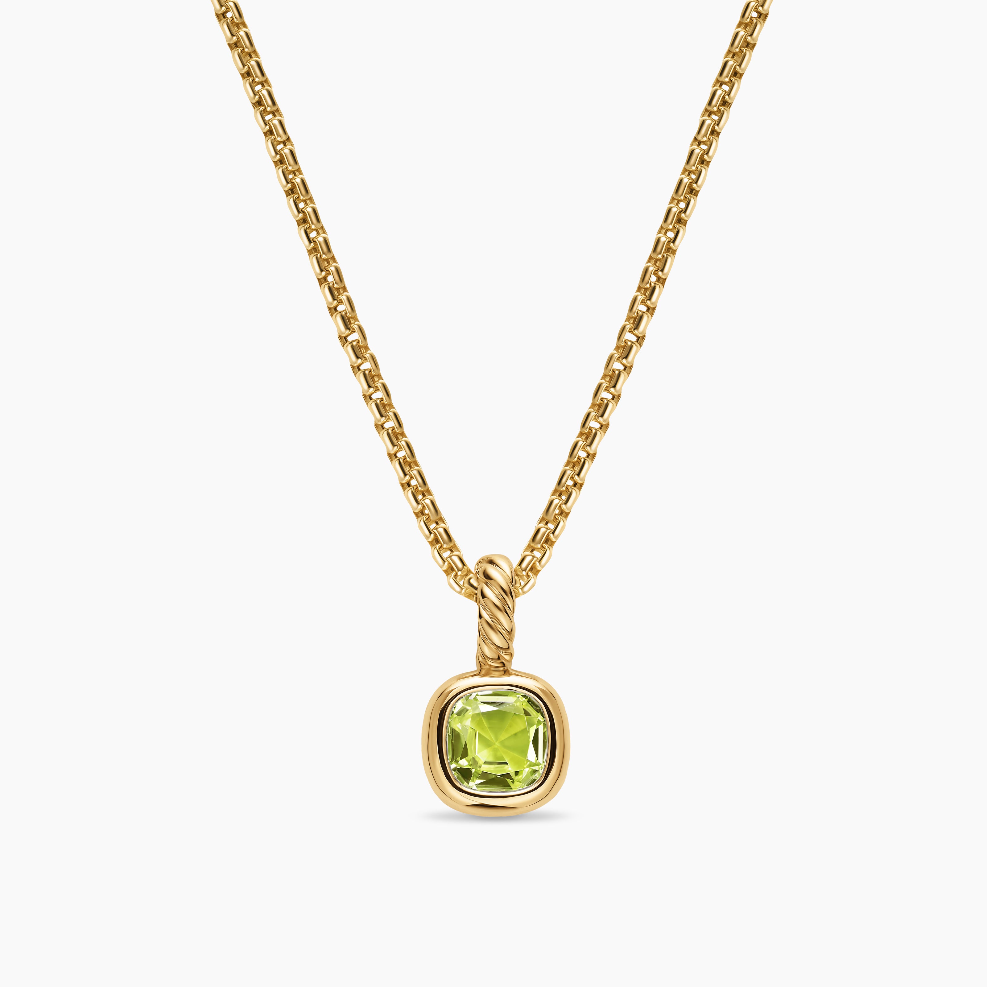 Mini amulette taille coussin en or jaune 18 carats avec p&eacute;ridot, 5,5 mm femme 