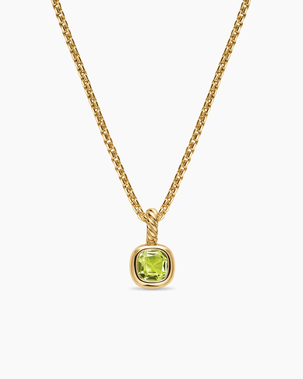 Mini amulette taille coussin en or jaune 18 carats avec péridot, 5,5 mm femmes