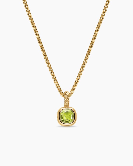Mini Cushion Cut Amulet in 18K Yellow Gold with Peridot, 5.5mm