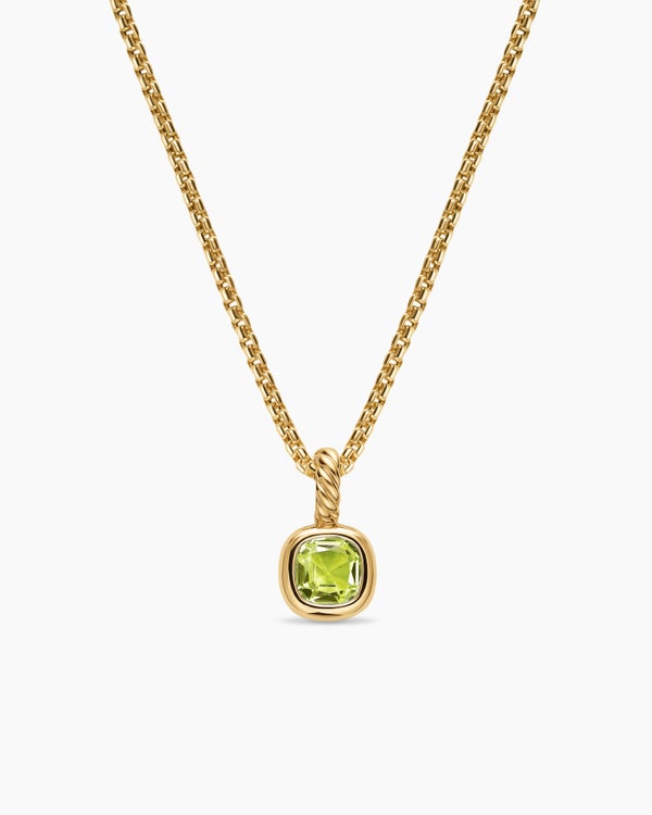 Mini Cushion Cut Amulet in 18K Yellow Gold with Peridot, 5.5mm