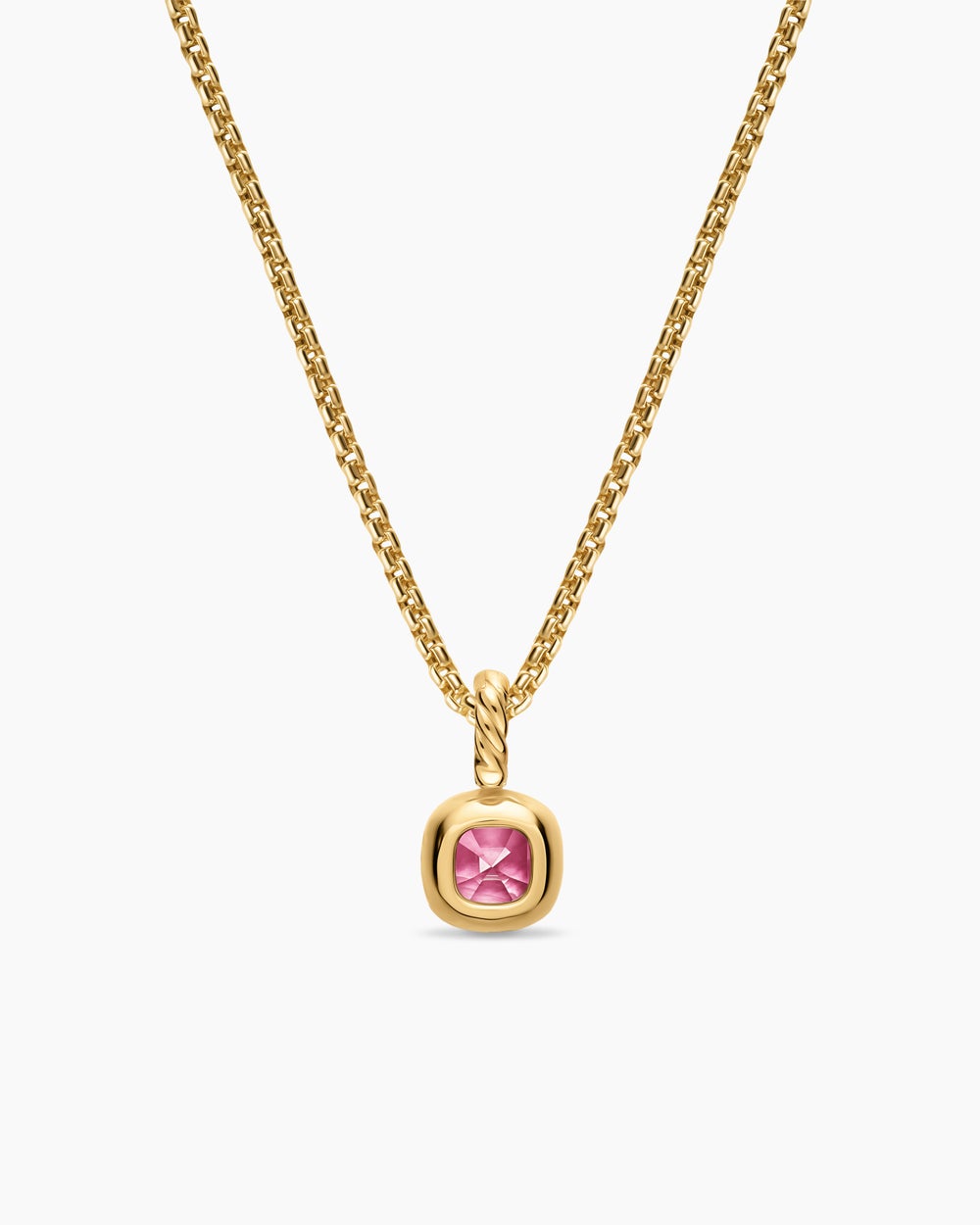 Mini amulette taille coussin en or jaune 18 carats avec tourmaline rose, 5,5 mm femmes